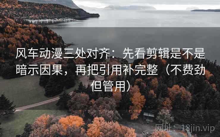 风车动漫三处对齐：先看剪辑是不是暗示因果，再把引用补完整（不费劲但管用）