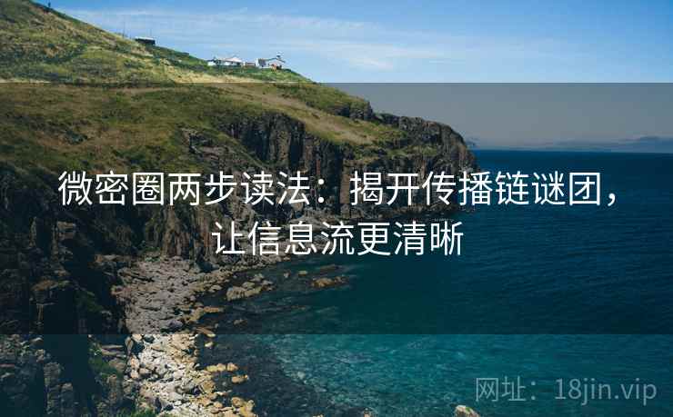 微密圈两步读法:揭开传播链谜团,让信息流更清晰