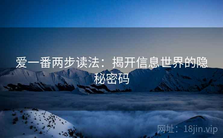 爱一番两步读法:揭开信息世界的隐秘密码