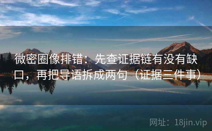 微密圈像排错:先查证据链有没有缺口,再把导语拆成两句(证据三件事)